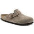 Boston Buckle Soft Footbed Mule in Taupe Suede