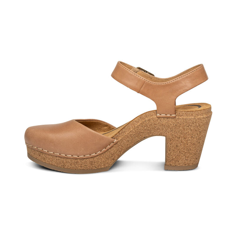 Finley Quarter Strap Cork Heel in Camel