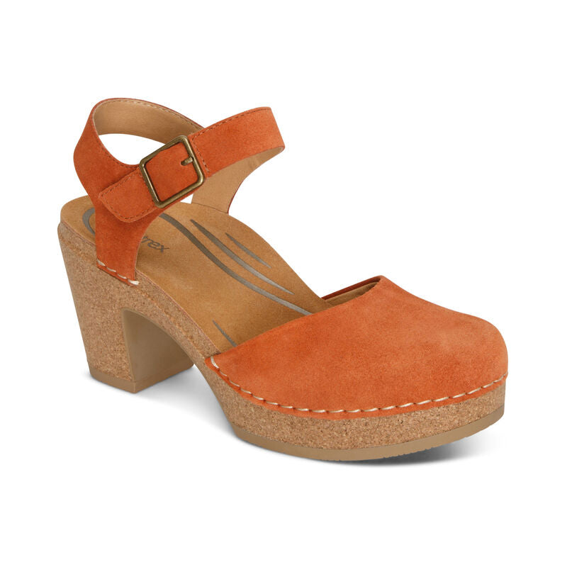 Finley Quarter Strap Cork Heel in Rust