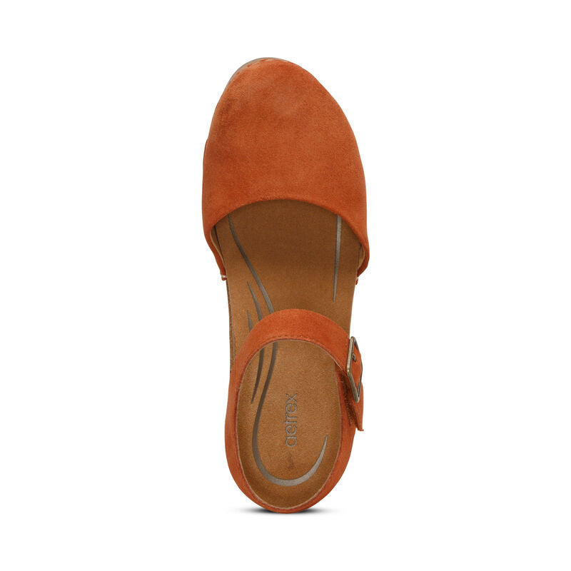 Finley Quarter Strap Cork Heel in Rust