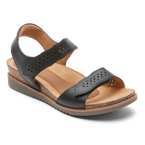 Cobb Hill Collection May Adjustable Cork Walking Sandal in Black CLOSEOUTS