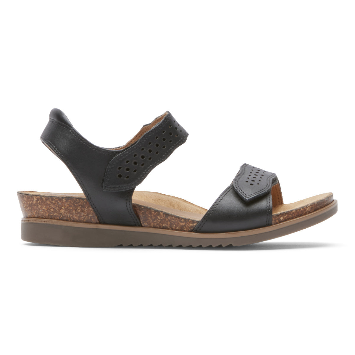 Cobb Hill Collection May Adjustable Cork Walking Sandal in Black CLOSEOUTS