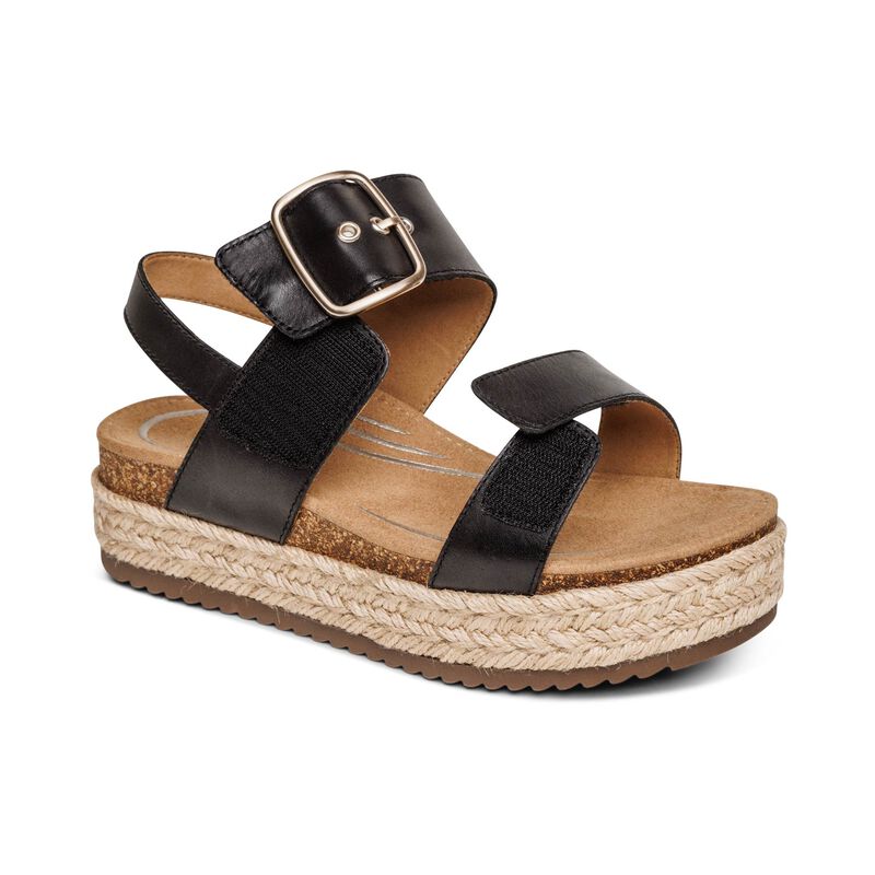 Vania Platform Espadrille Sandal in Black