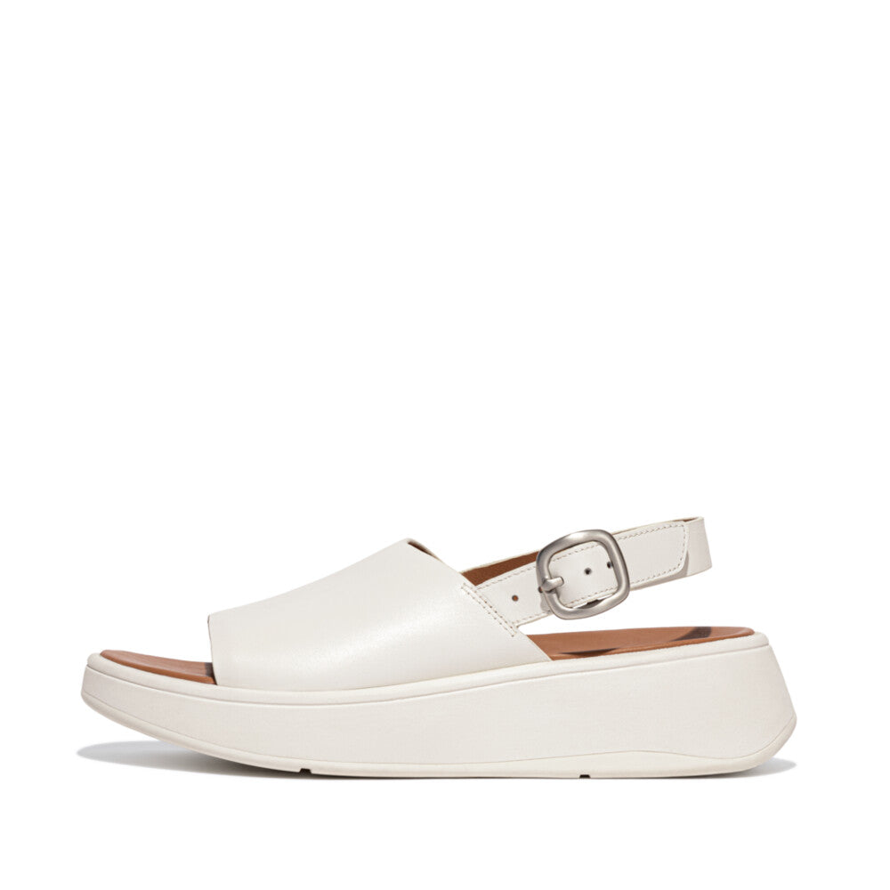 F-Mode Platform Leather Backstrap Sandal in Cream CLOSEOUTS