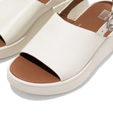 F-Mode Platform Leather Backstrap Sandal in Cream CLOSEOUTS