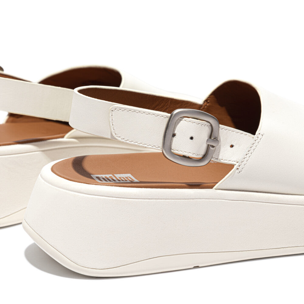 F-Mode Platform Leather Backstrap Sandal in Cream CLOSEOUTS