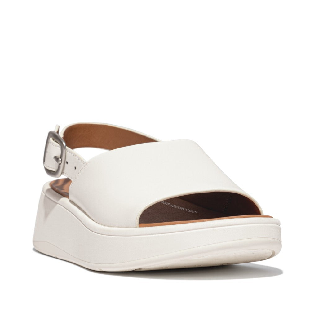 F-Mode Platform Leather Backstrap Sandal in Cream CLOSEOUTS