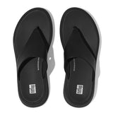 F-Mode Platform Toe Post Leather Sandal in All Black