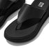 F-Mode Platform Toe Post Leather Sandal in All Black