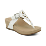 Tasha Thong Wedge Sandal in White CLOSEOUTS