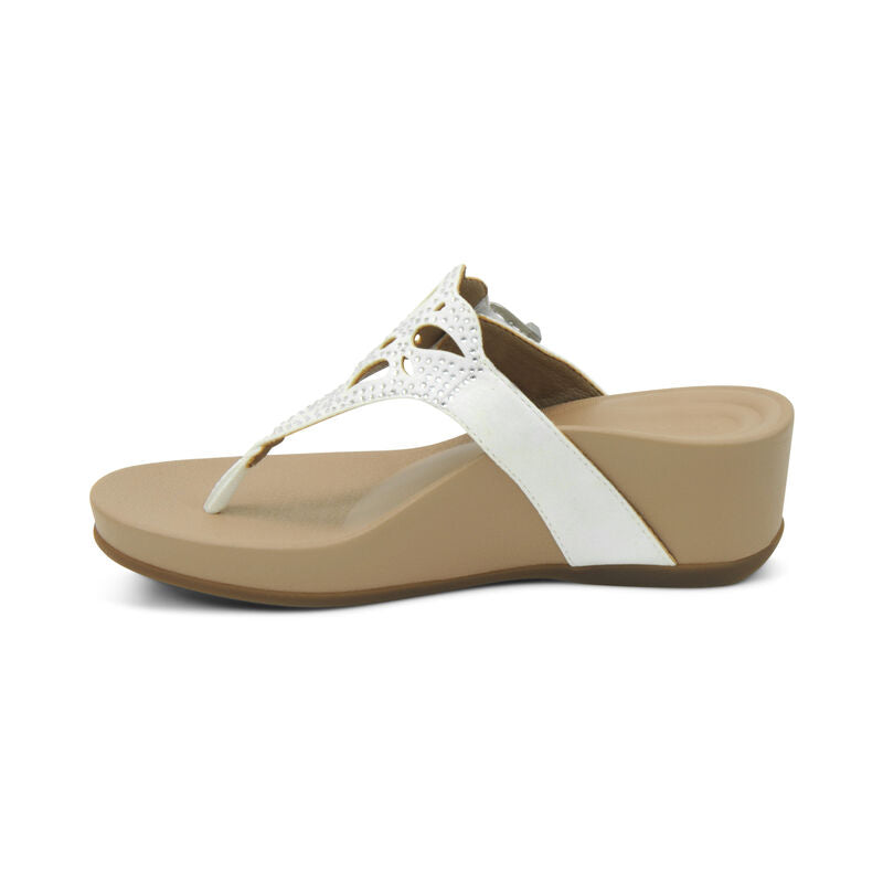 Tasha Thong Wedge Sandal in White CLOSEOUTS