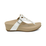 Tasha Thong Wedge Sandal in White CLOSEOUTS