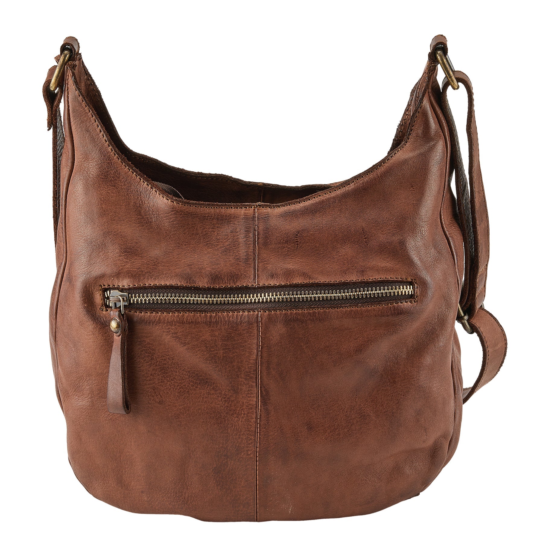 Crescent Crossbody Handbag in Supple Camel Leather