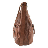 Crescent Crossbody Handbag in Supple Camel Leather
