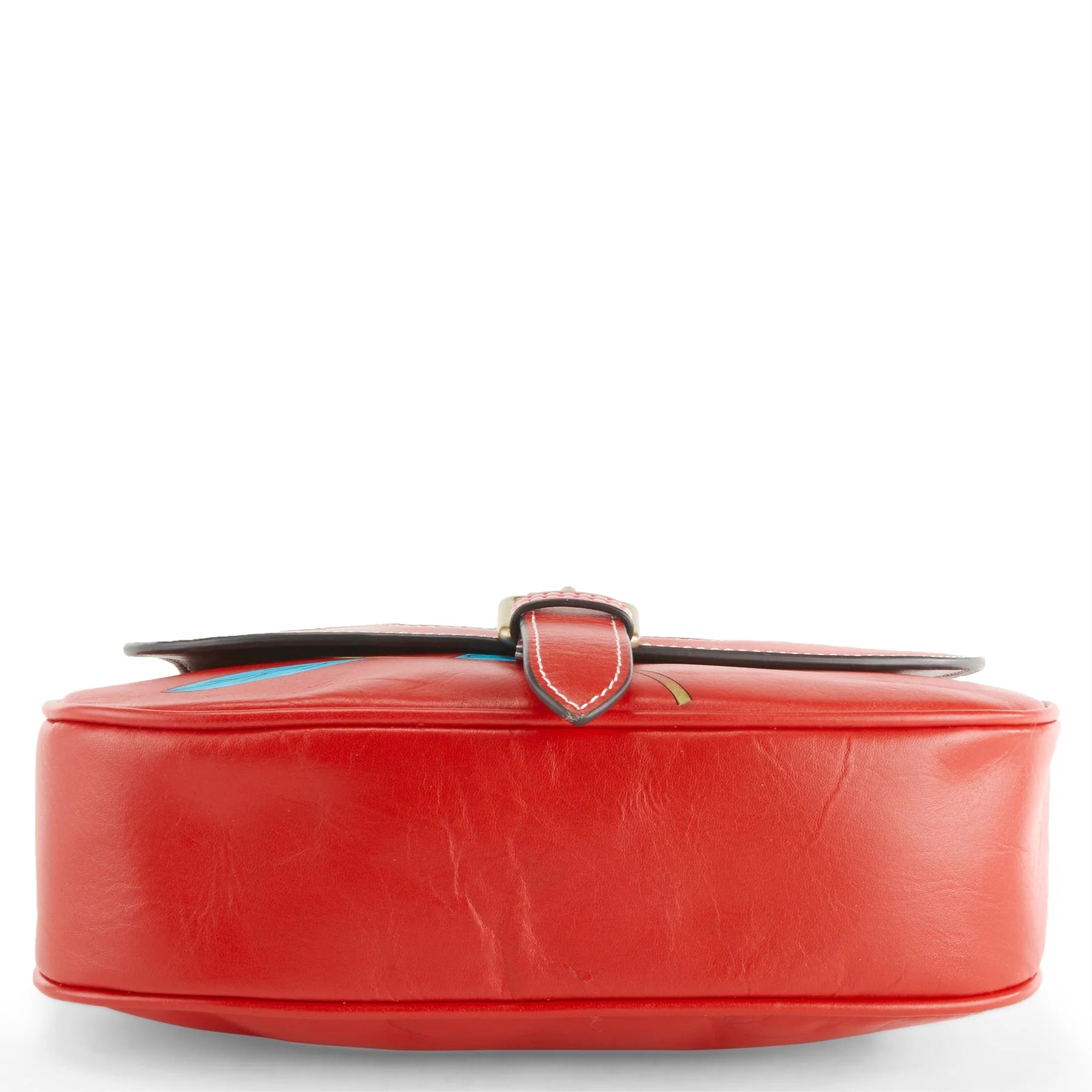 Hand Painted Saddlebag in Red Leather