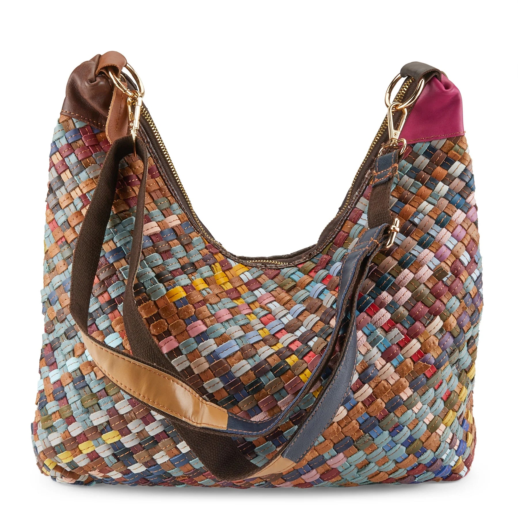 Scooped Handbag in Rainbow Leather