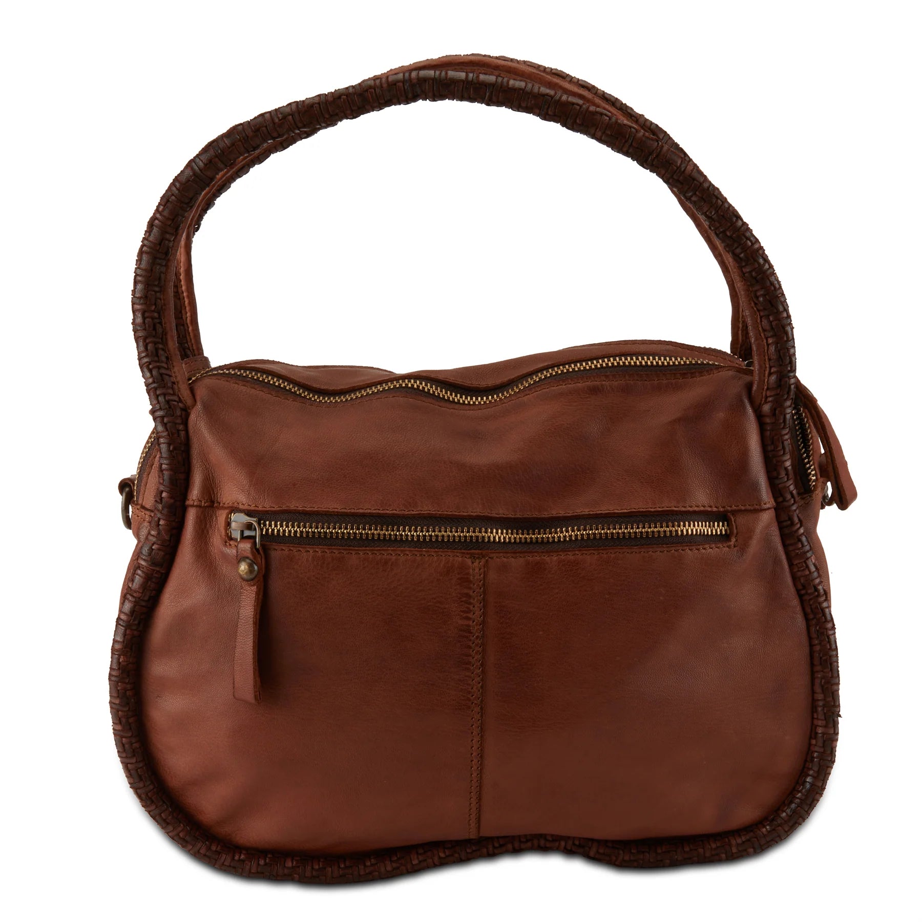 Fabulously Scrumptious Spiral Leather Handbag in Camel