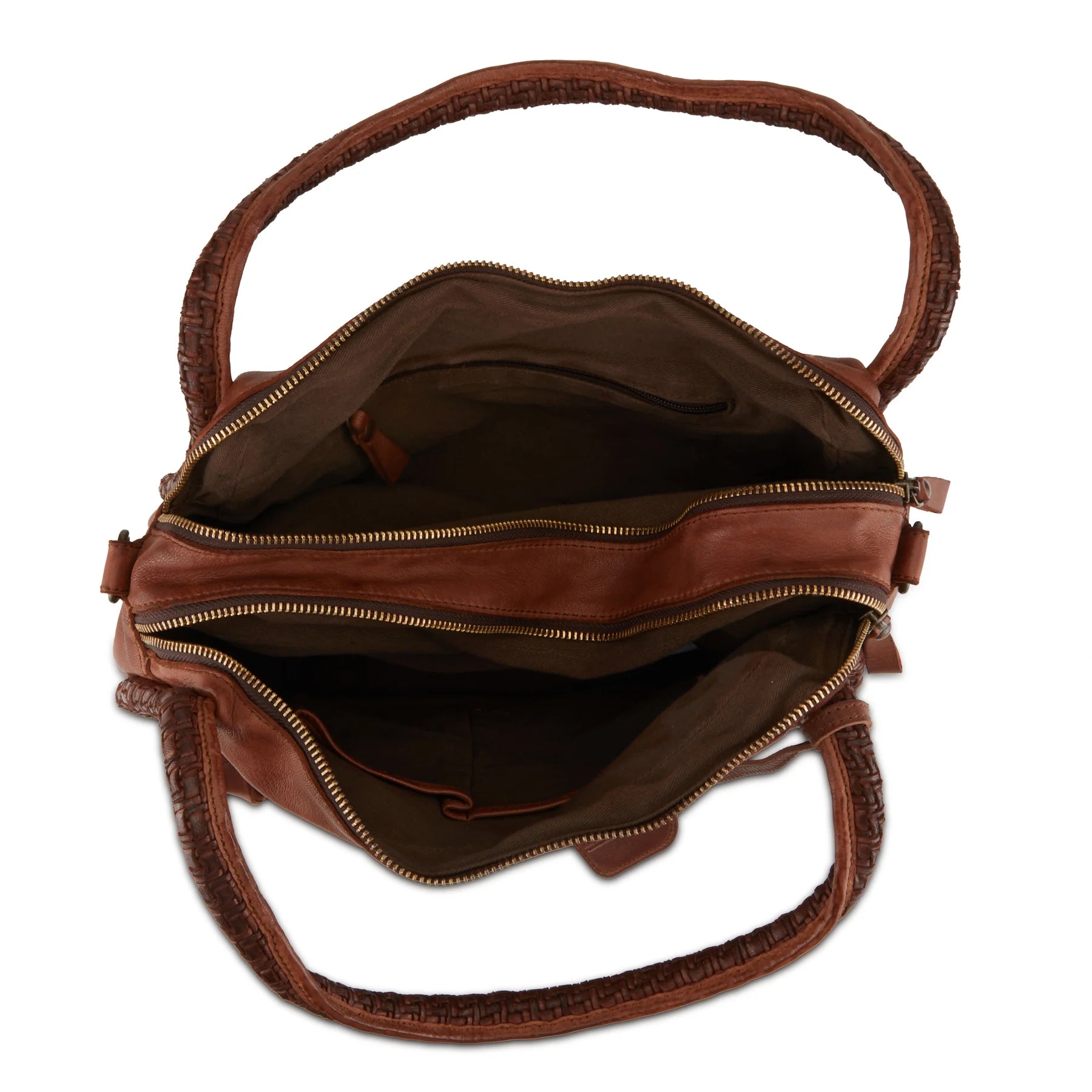 Fabulously Scrumptious Spiral Leather Handbag in Camel