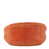 Intricately Woven Handbag in Orange Leather