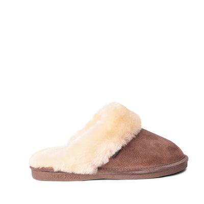 Women's EXTRA-WIDE Scuff Slipper in Chestnut
