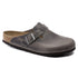 Boston Buckle Soft Footbed Mule in Iron Oiled Leather