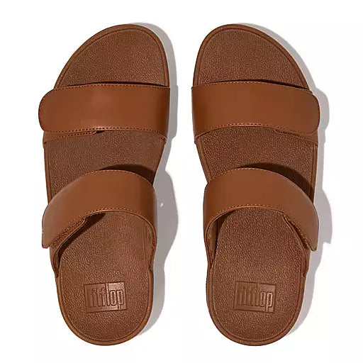 Lulu Adjustable Leather Slide in Light Tan