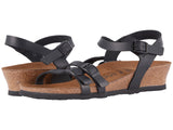 Lana Leather Wedge Sandal in Black CLOSEOUTS