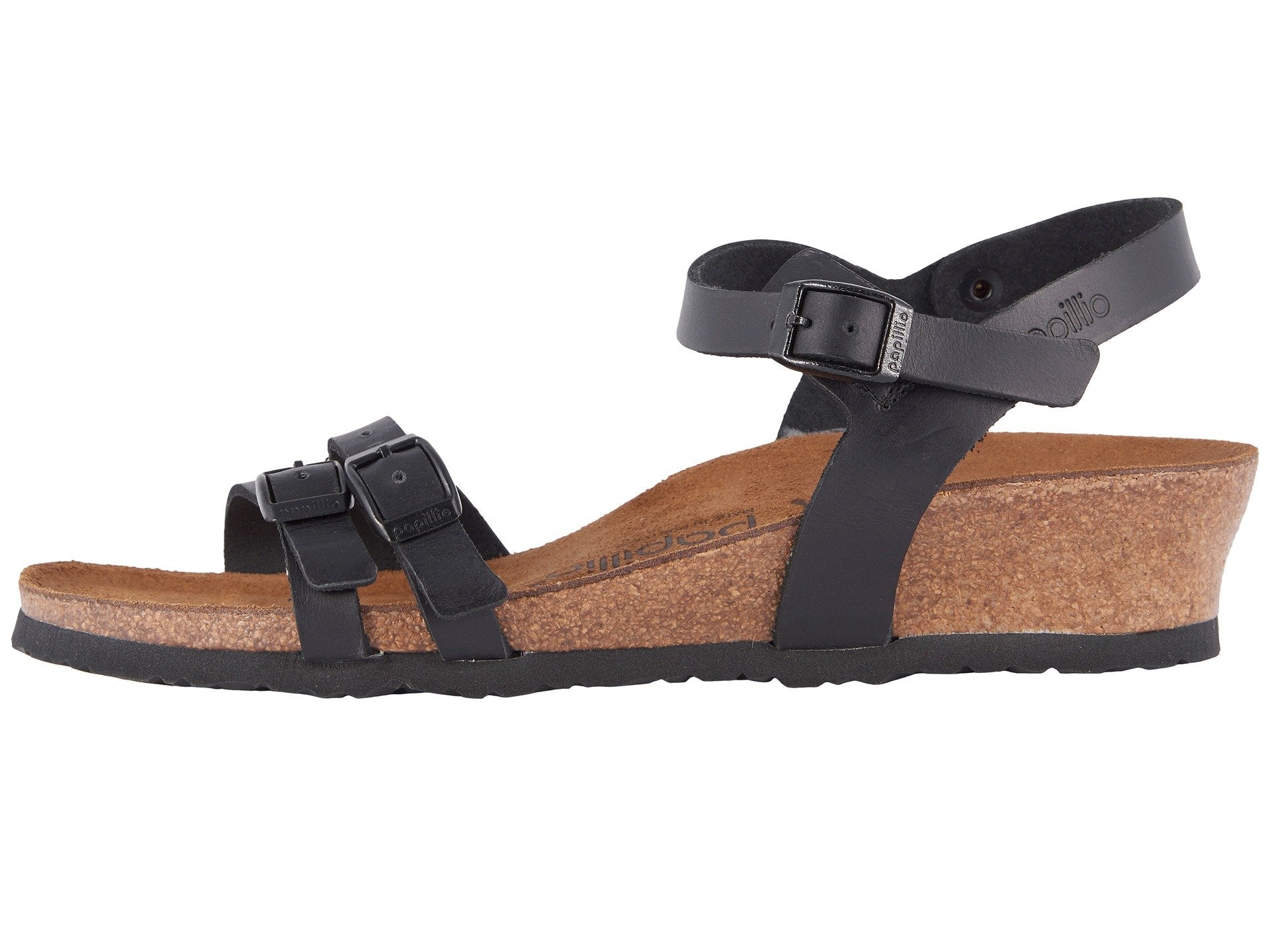 Lana Leather Wedge Sandal in Black CLOSEOUTS