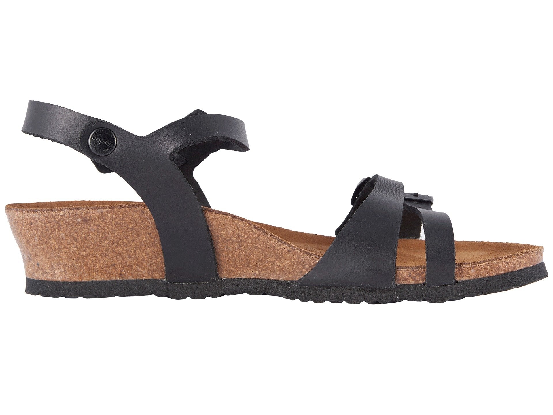 Lana Leather Wedge Sandal in Black CLOSEOUTS