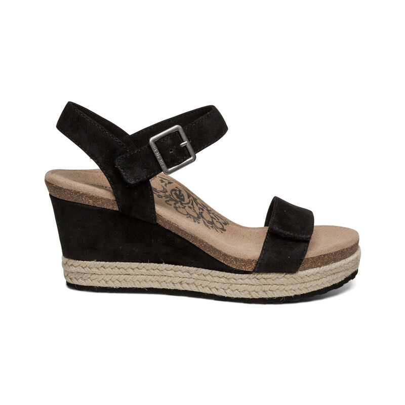 Sydney Quarter Strap Espadrille Wedge in Black Suede CLOSEOUTS