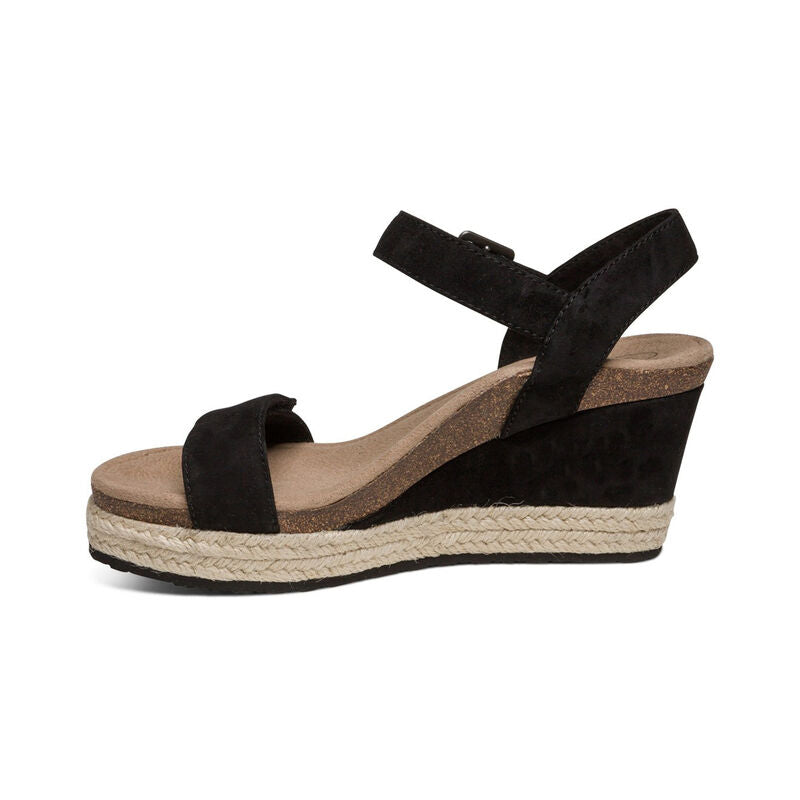 Sydney Quarter Strap Espadrille Wedge in Black Suede CLOSEOUTS