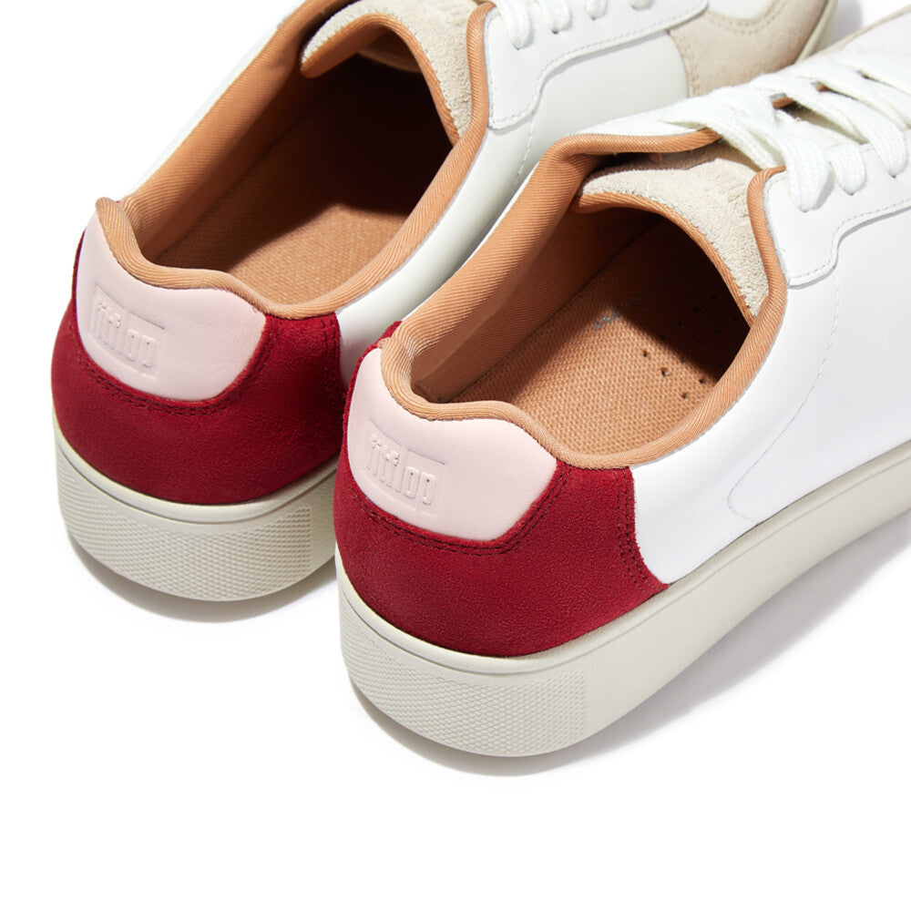 Rally Leather/Suede Panel Sneaker in Urban White/Rich Red