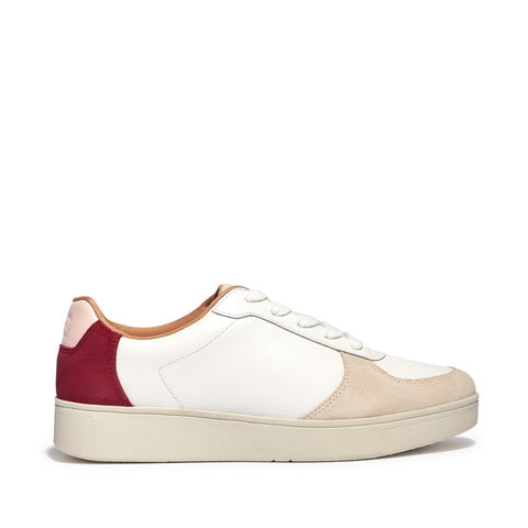 Rally Leather/Suede Panel Sneaker in Urban White/Rich Red