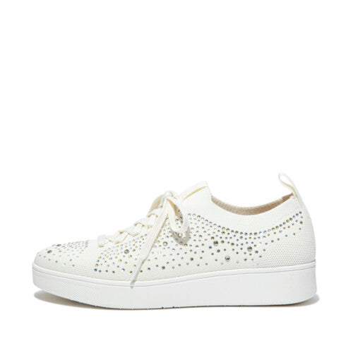 Rally Sneaker in Cream Knit and Crystal