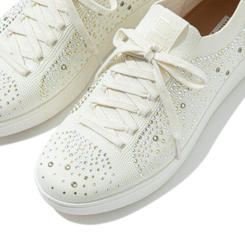 Rally Sneaker in Cream Knit and Crystal