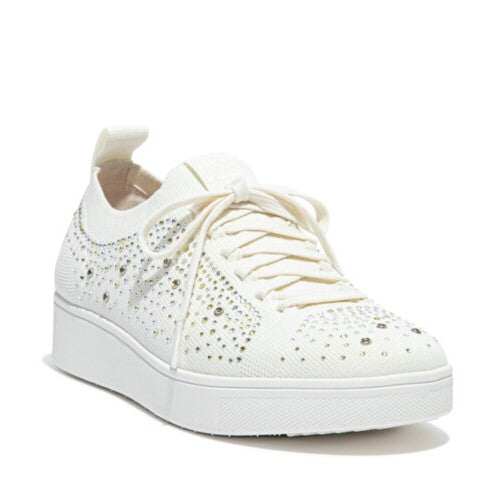 Rally Sneaker in Cream Knit and Crystal