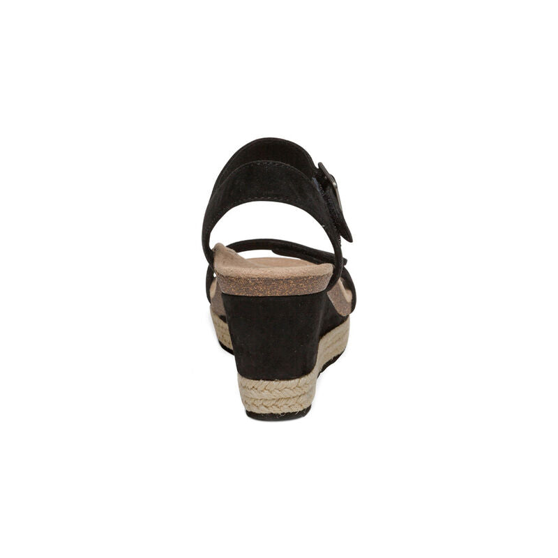 Sydney Quarter Strap Espadrille Wedge in Black Suede CLOSEOUTS