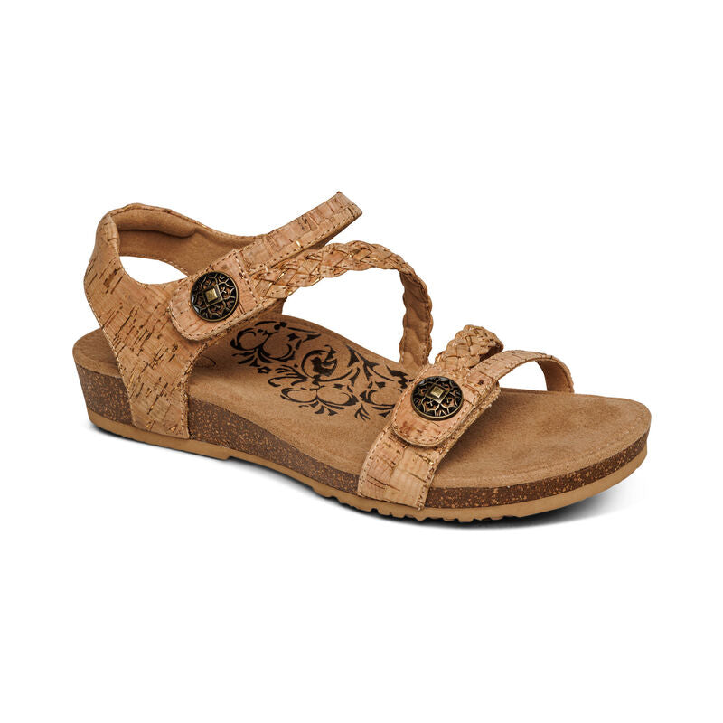 Jillian Braided Quarter Strap Sandal in Cork