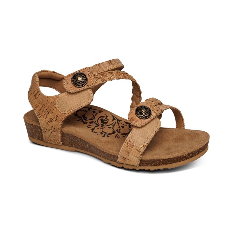 Jillian Braided Quarter Strap Sandal in Cork