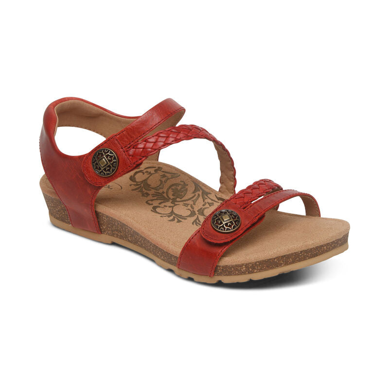 Jillian Braided Quarter Strap Sandal in Red