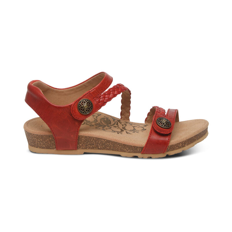 Jillian Braided Quarter Strap Sandal in Red