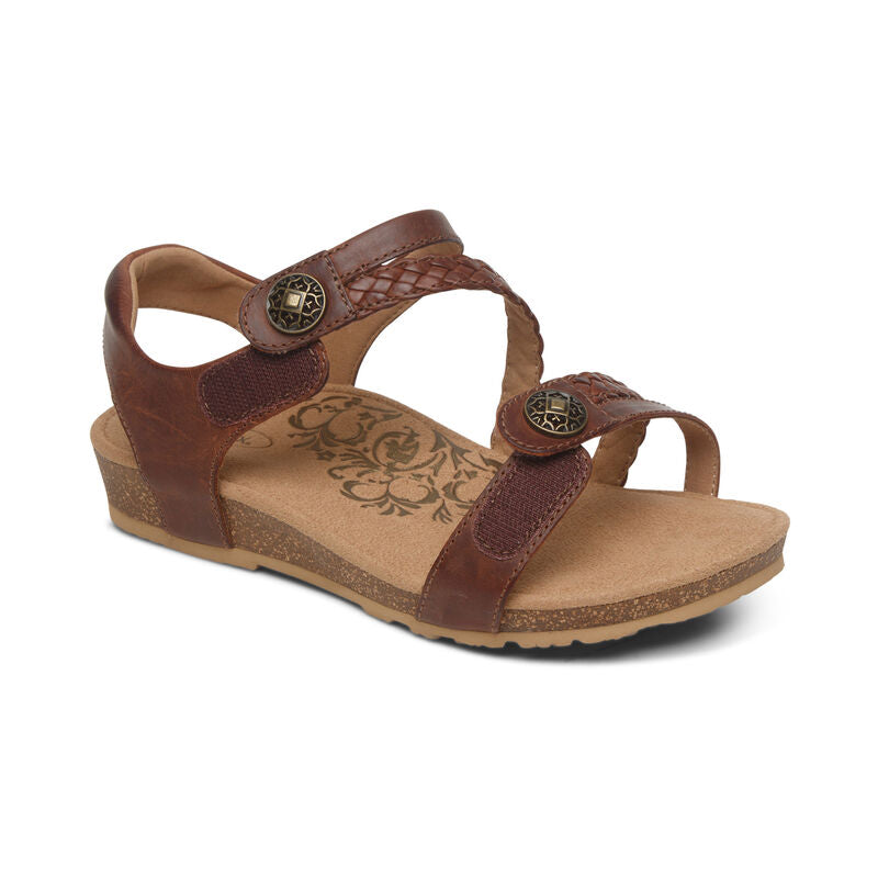 Jillian Braided Quarter Strap Sandal in Walnut