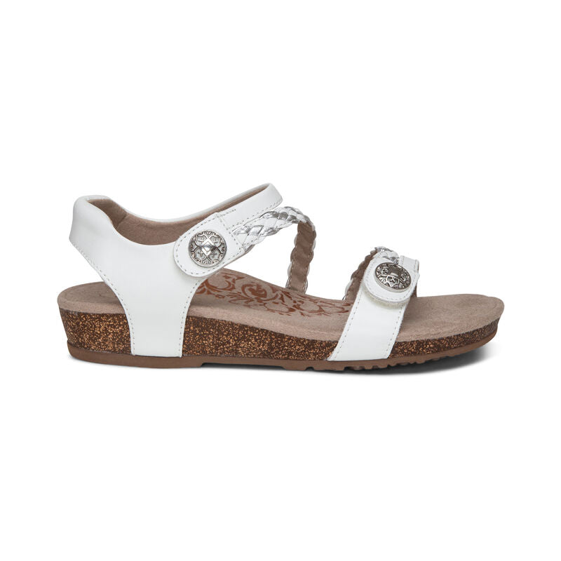 Jillian Braided Quarter Strap Sandal in White