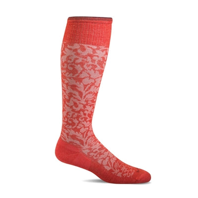 Damask Moderate Graduated Compression Socks in Poppy