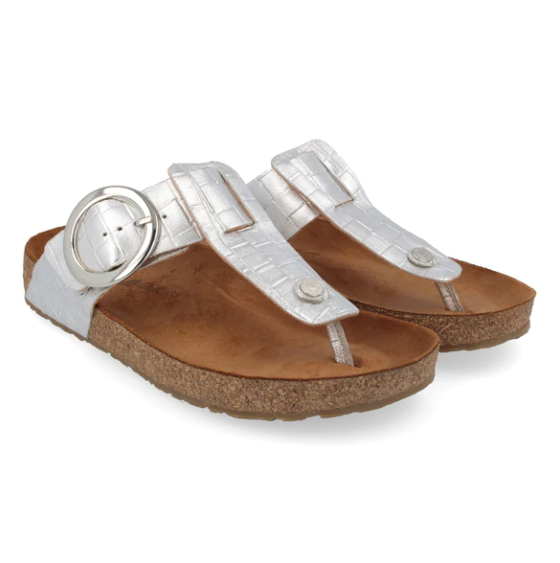 Round Buckle Sandal "Corinna" in Argento CLOSEOUTS