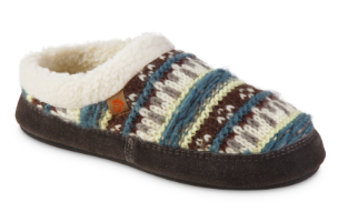 Women's Fairisle Clog Slipper with Indoor and Outdoor Sole in Peacock