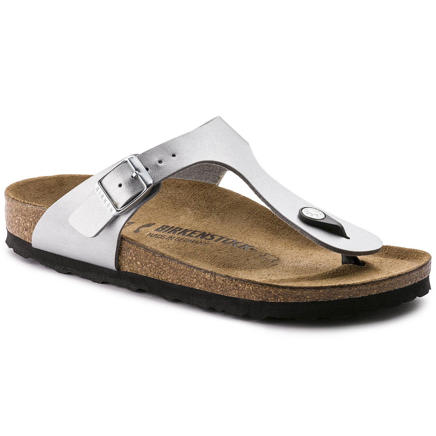 Gizeh Birko-Flor Toe Post Sandal in Silver