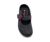 Strapped Boiled Wool Clog "Alice" in Grey