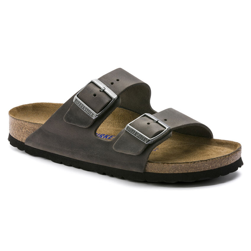 Arizona Soft Footbed Sandal in Iron Oiled Leather