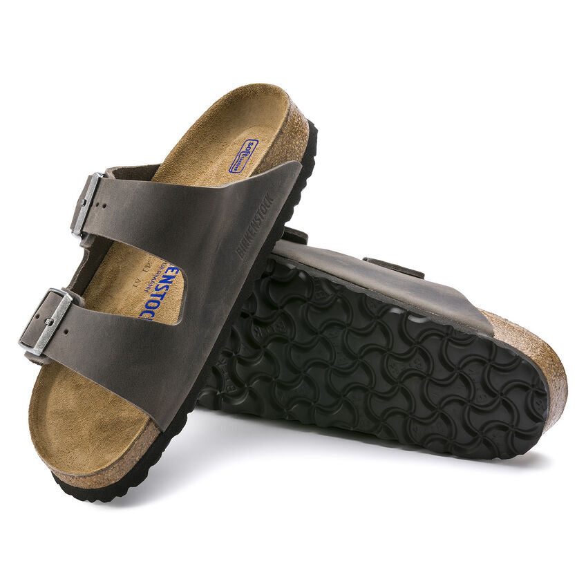 Arizona Soft Footbed Sandal in Iron Oiled Leather